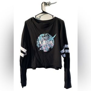 black long sleeved NASA crop top.